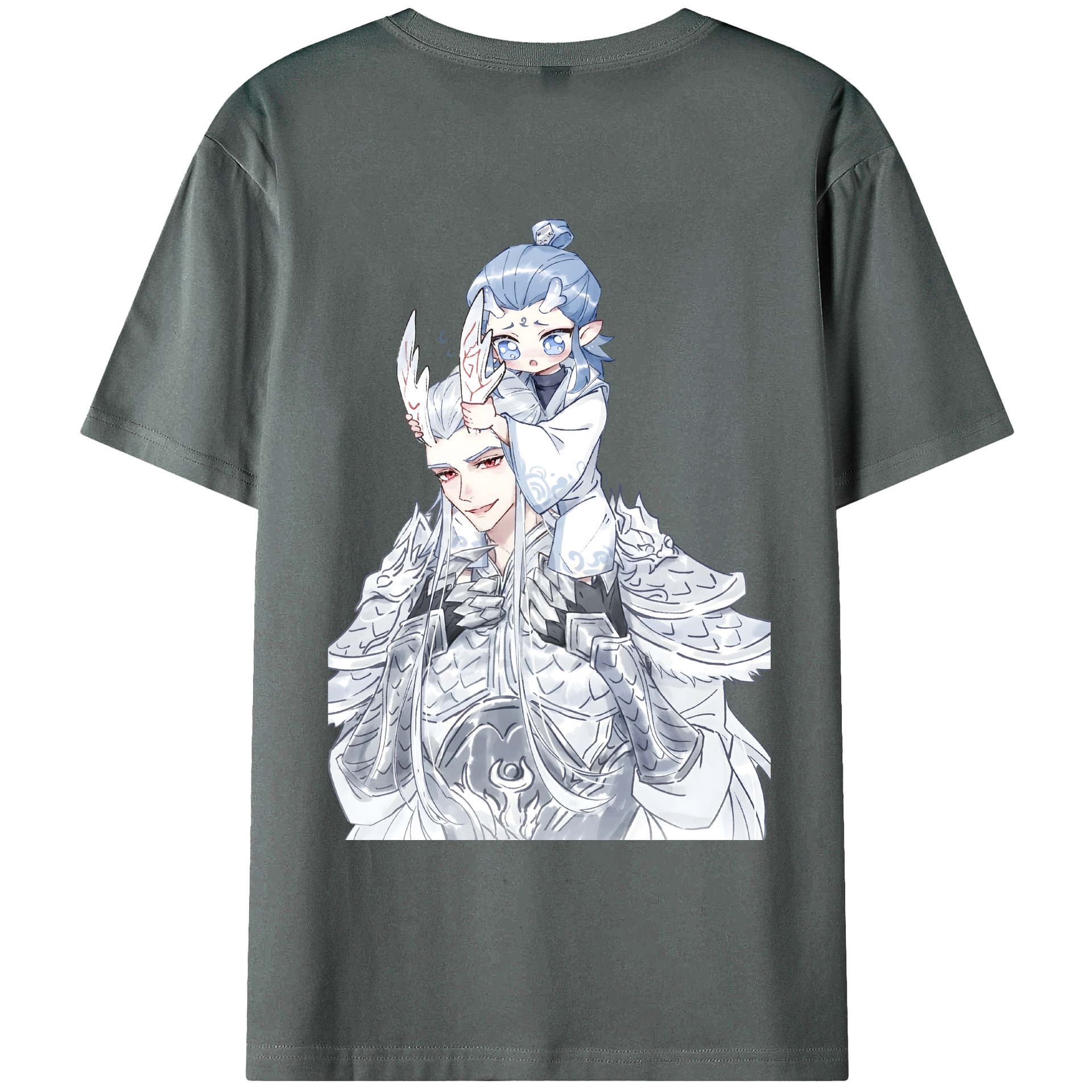 （画像用） Ne Zha 2 ナタ 魔童の大暴れ 綿100％ メンズ半袖Tシャツ（バックプリント） 通気性